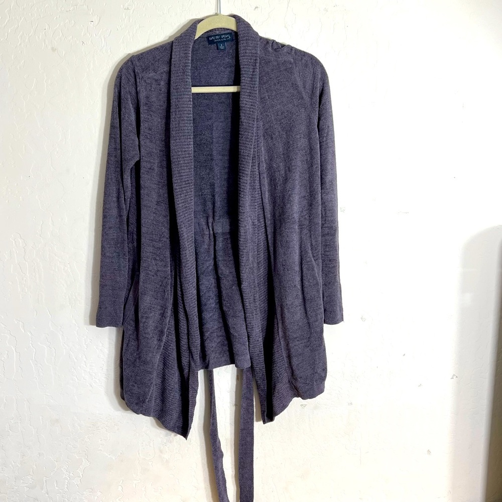 Barefoot Dreams Cozy Chic Ultra Lite Drape Rib Cardigan Attached Belt Small